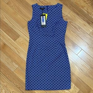 Mario Serrani Italy | NEW: Sleeveless Blue Geometric Print Shift Dress - Size 6